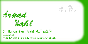 arpad wahl business card